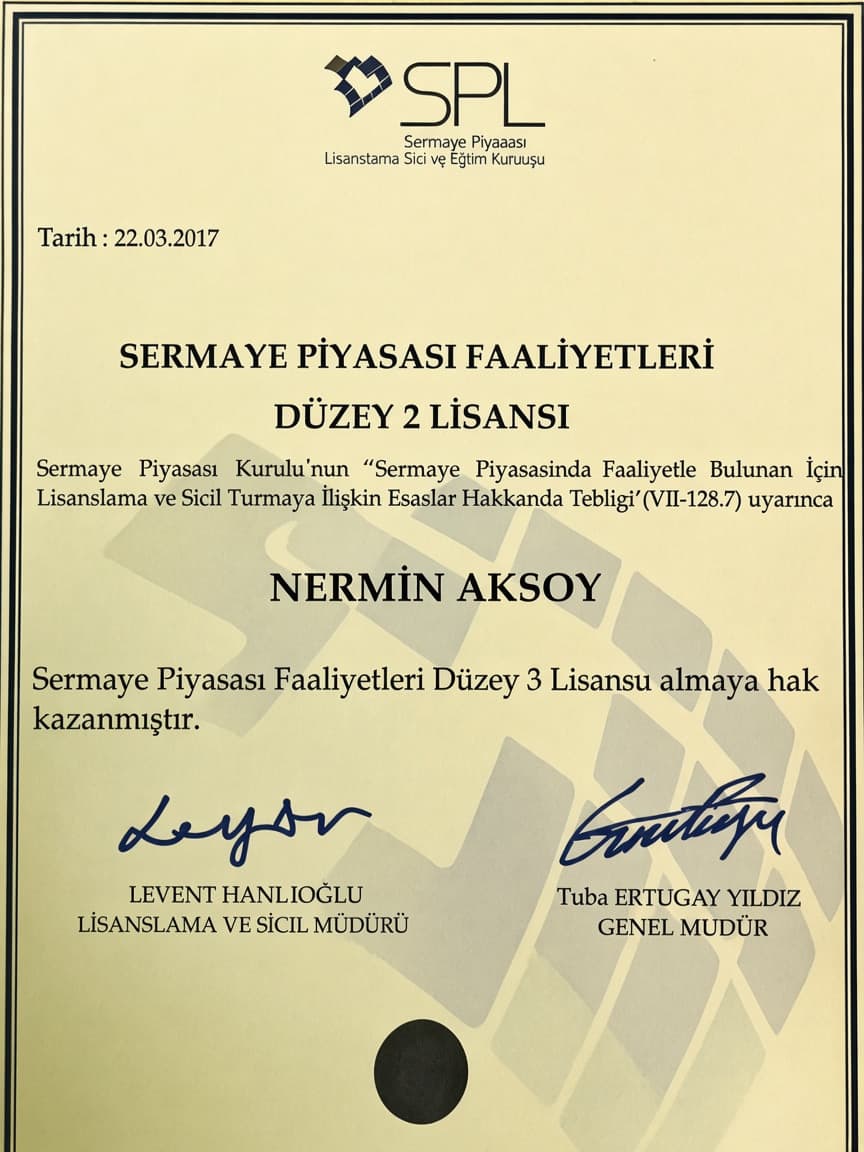Sermaye Piyasası Faaliyetleri Düzey 2 Lisansı — Nermin Aksoy